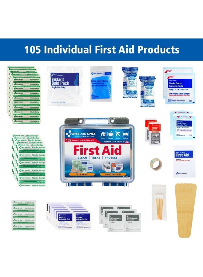 First Aid Only On-The-Go Emergency First Aid Kit for Home, Work, and Travel, 105 Pieces - Image 3